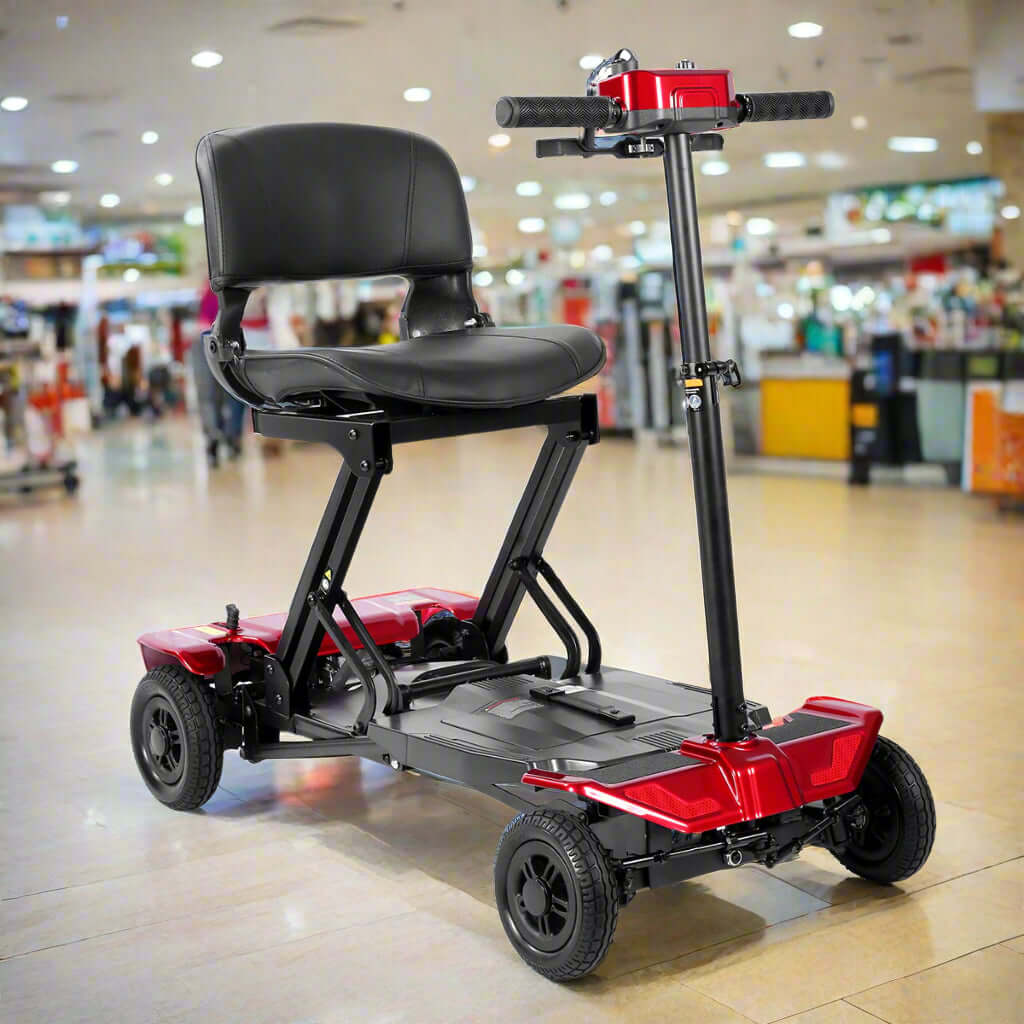 The MS211AF scooter in a shopping mall, ease of use in indoor spaces.
