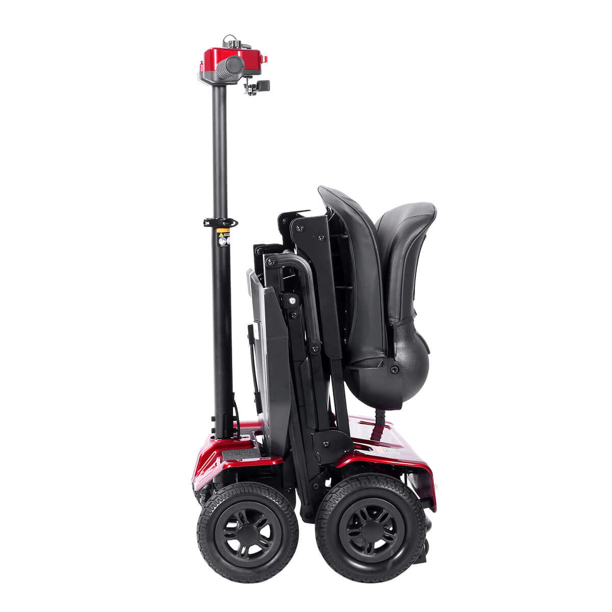 The MS211AF in its folded state, with the seat collapsed and the frame compacted highlighting its portability.