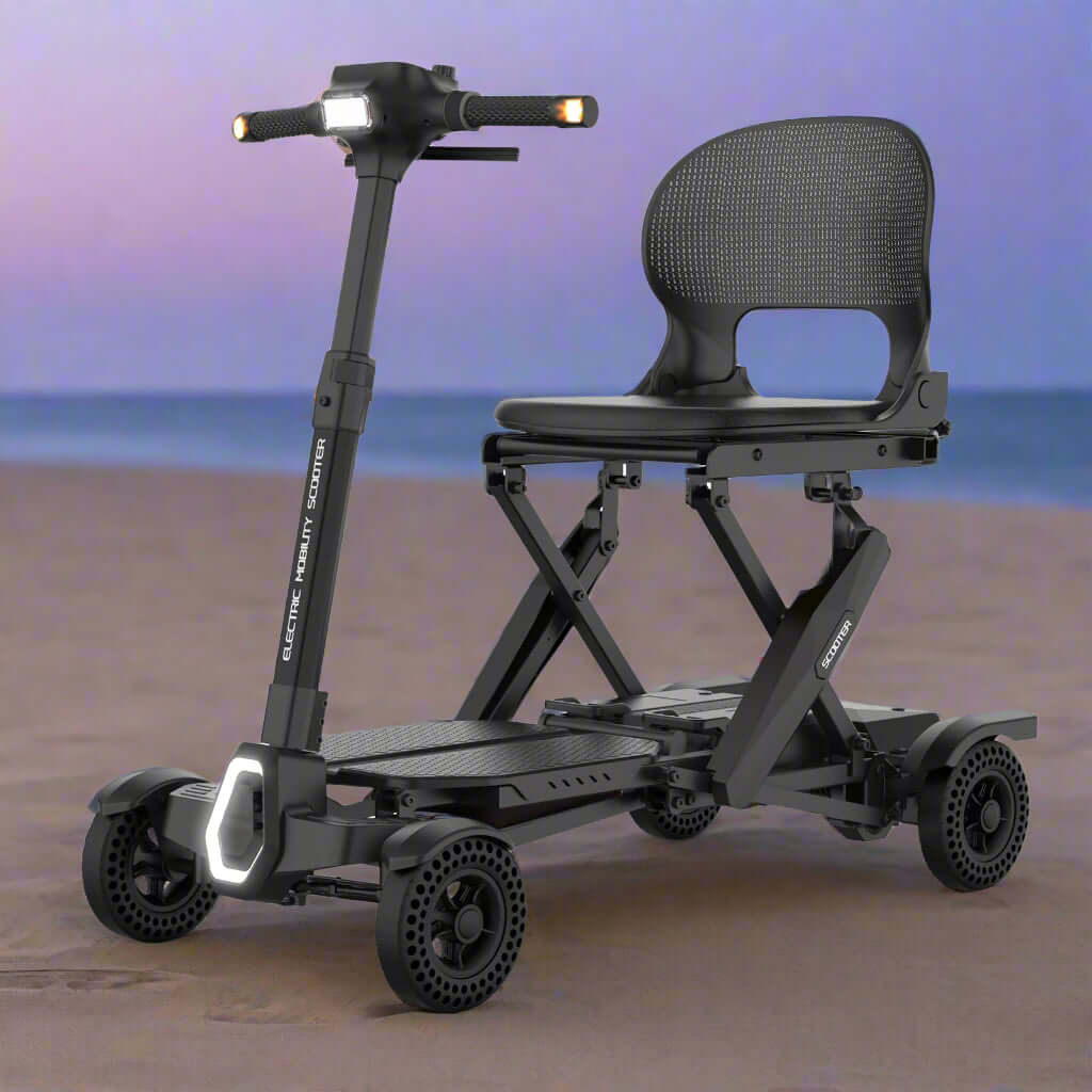 The MS310AF Mobility Scooter features a sleek and practical design.