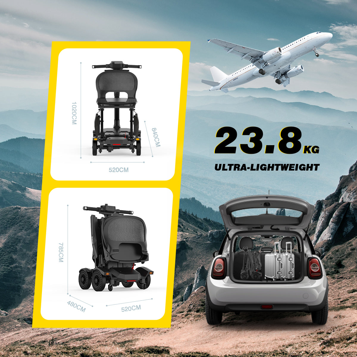 MS310AF Mobility Scooter fits easily in a car for carefree travel.