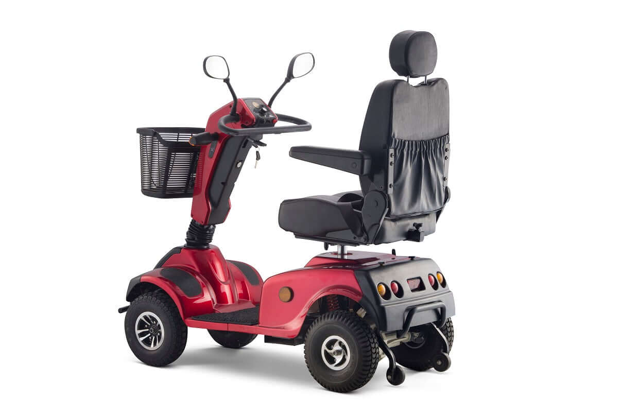 Electric mobility scooter with leather swivel seat and armrests