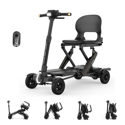 MS310AF Mobility Scooter in various stages of folding / unfolding