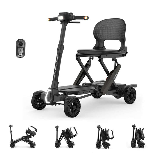 MS310AF Mobility Scooter in various stages of folding / unfolding