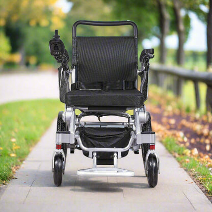 MW9000 electric wheelchair in a park, freedom of movement and independence outdoors